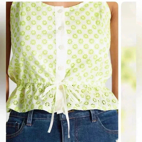 ModCloth Darling for the Prairie Peplum Tank Top White/Green XL Cottagecore - Picture 3 of 3